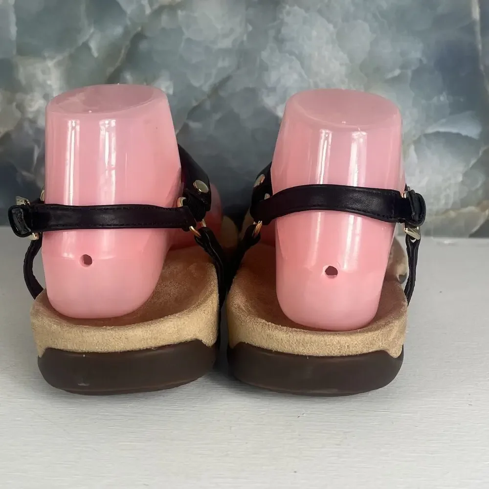 Vionic Thong Sandals Size 8.5 Kirra Black Leather Strap Shoes Podiatrist Design